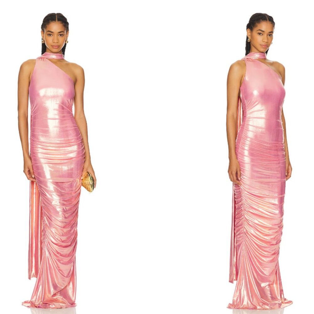 Retrofête Shannon One-Shoulder Dress – Golden Peach – Size Large – NWT